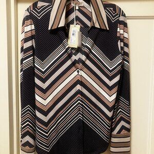 Ramy Brook Anna Chevron Knit Top - Size S